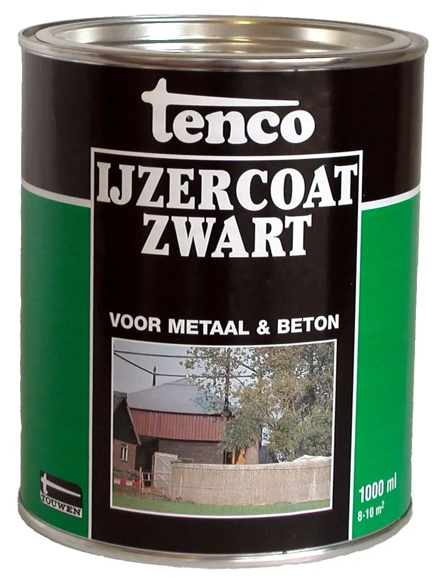 Kunststof & metaal verf - Tenco-ijzercoat-zwart-1ltr-verfcompleet.nl