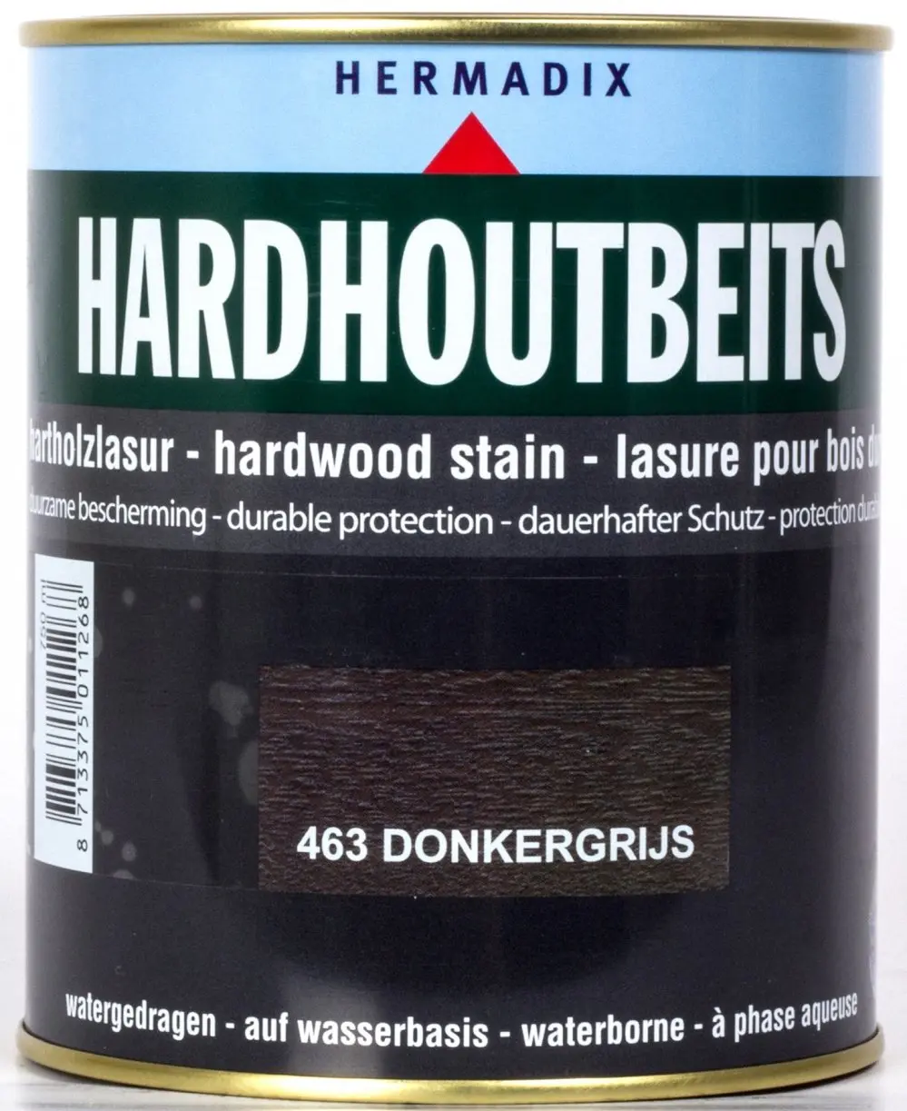 Transparante beits - hermadix-hardhoutbeits-463-donkergrijs-0,75l-verfcompleet