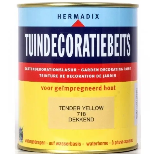 Tuinbeits - hermadix-tuindecoratiebeits-dekkend-tender-yellow1-718-verfcompleet