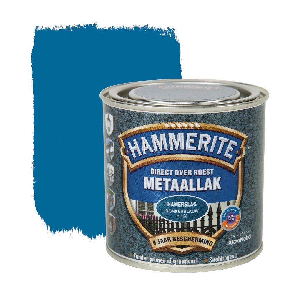 Aflak voor kunststof en metaal - Hammerite%20metaallak%20hamerslag%20donkerblauw%202