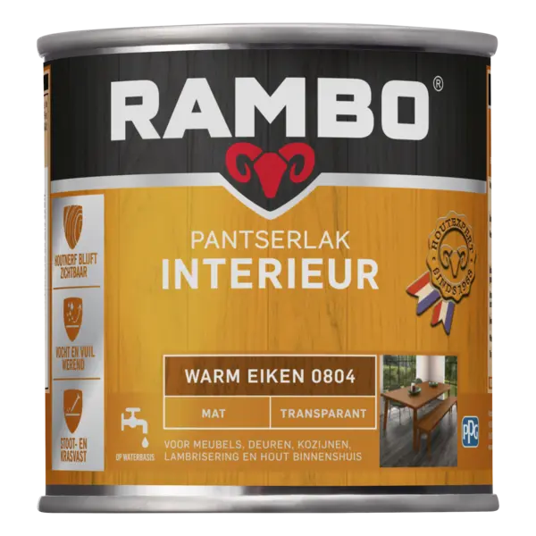 maak het plat Reis Wat mensen betreft Rambo Interieur Lak Transparant Mat Warm Eiken 0804 | Verfcompleet.nl