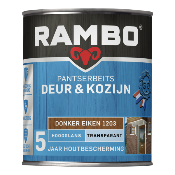 toernooi advocaat vacature Rambo Pantserbeits Deur & Kozijn Transparant Hoogglans Donker Eiken 1203 |  Verfcompleet.nl