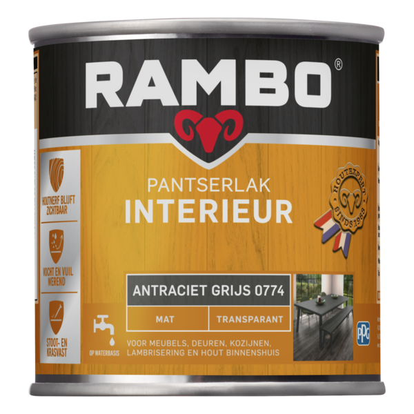 Is aan het huilen tentoonstelling nek Rambo Interieur Lak Transparant Mat Antraciet Grijs 0774 | Verfcompleet.nl
