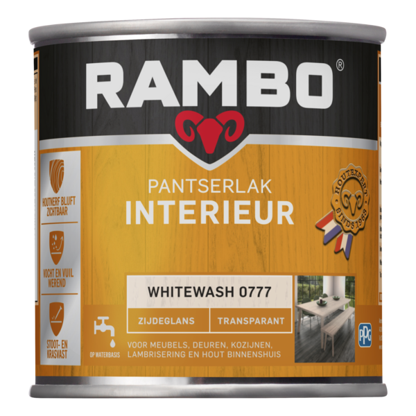 roman explosie Prestatie Rambo Interieur Lak Transparant Zijdeglans Whitewash 0777 | Verfcompleet.nl