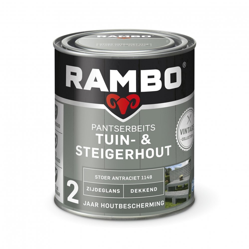 Rambo Pantserbeits Tuin Steigerhout Stoer Antraciet 1148 | Verfcompleet.nl