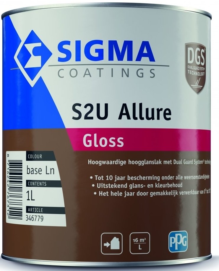Hoogglans verf voor hout buiten (terpentinebasis) - S2U-Allure-Gloss-1L