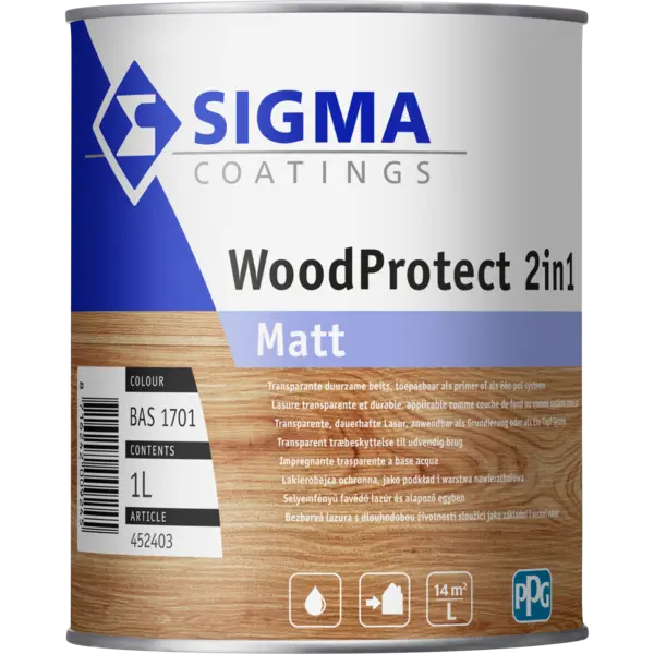 Transparante beits - Sigma-woodprotect-2in1-matt-1ltr-verfcompleet.nl