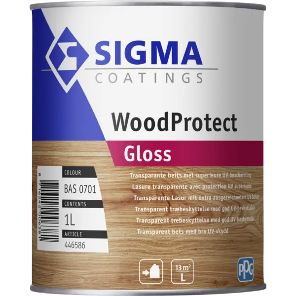 Transparante beits - Sigma-woodprotect-gloss-1ltr-verfcompleet.nl