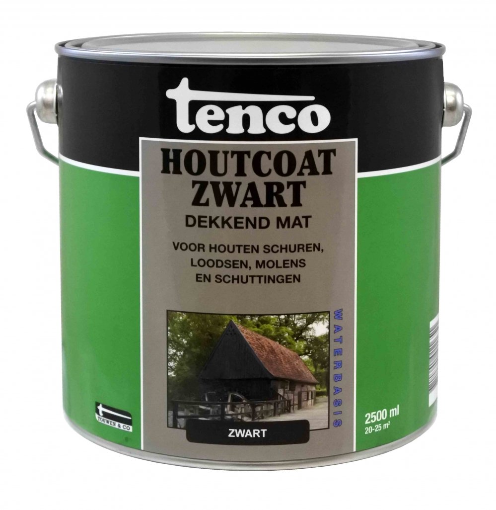 Tenco - Tenco-houtcoat-zwart-mat-2,5ltr-verfcompleet.nl