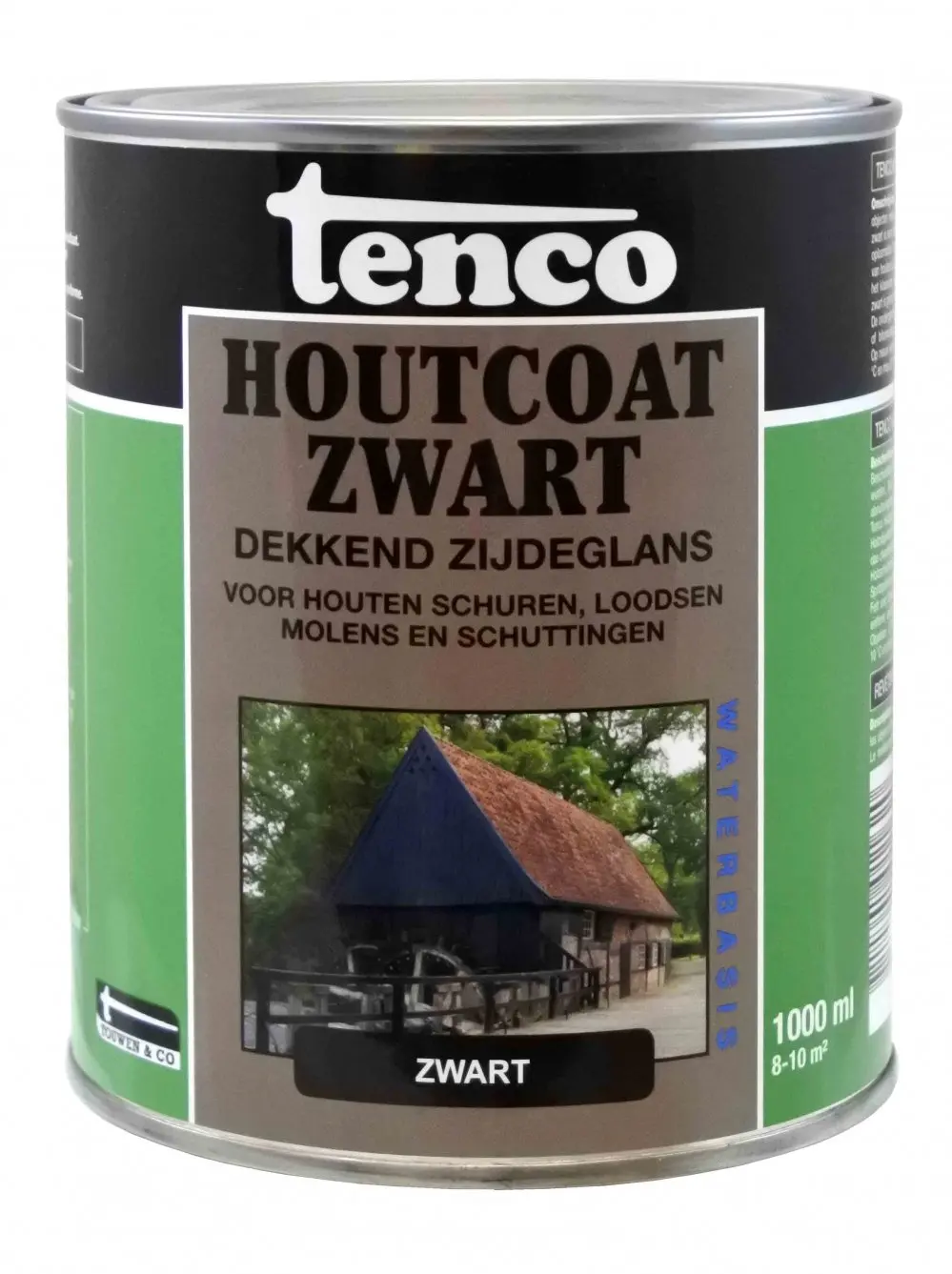 Tenco Buiten onderhoud - Tenco-houtcoat-zwart-zijdeglans-1ltr-verfcompleet.nl