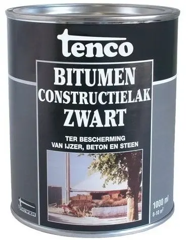 Muurverf voor beton - tenco-bitumenlak-constructielak-zwart-1ltr-verfcompleet.nl