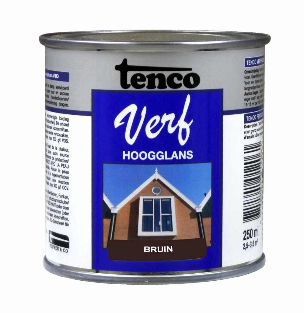 Hoogglans verf voor hout buiten (terpentinebasis) - tencoverf-hoogglans-0,25ltr-verfcompleet.nl