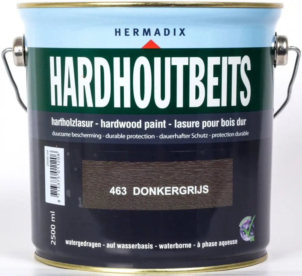Hermadix - Hermadix-hardhoutbeits-463-donkergrijs-2,5l-verfcompleet