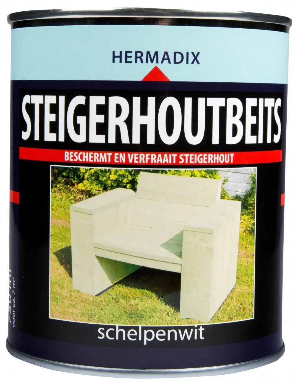Steigerhoutbeits - hermadix-steigerhoutbeits-schelpenwit-0,75l-verfcompleet